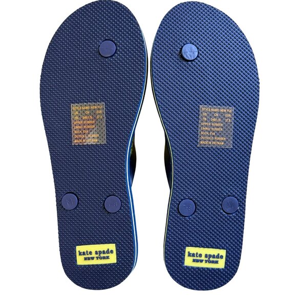 Women's Kate Spade Lemon Print Flip Flops - Navy, Size 7 US - Picture 3 of 5